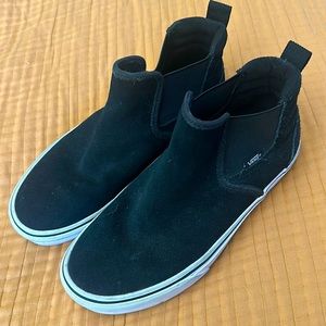 Vans black suede high top size 7 slip ons